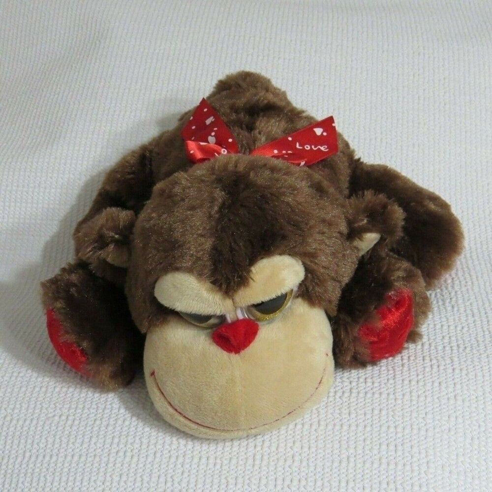 Kellytoy Valentine's Day Soft Plush Brown Monkey Stuffed Animal Toy 12"